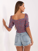 Niebieska krótka bluzka w kwiaty Kami RUE PARIS 