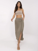 Khaki trapezowa spódnica z kieszeniami FRESH MADE