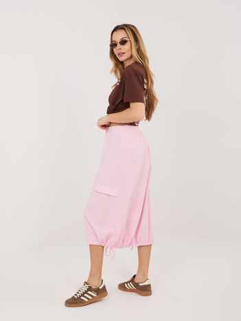 Jasnoróżowa sztruksowa spódnica typu cargo RUE PARIS