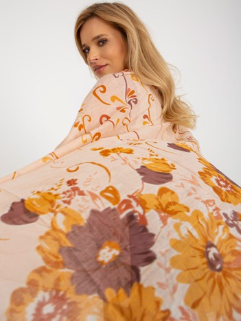 Hurt Pomarańczowo-żółta bawełniana chusta w kwiaty