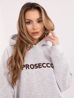 Jasnoszaro-brązowa bluza z ociepleniem RUE PARIS 