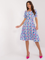 Hurt Jasnoniebieska sukienka przed kolano w kwiatowy wzór