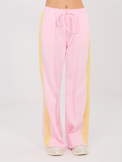 Jasnoróżowe dresowe spodnie z przeszyciami RUE PARIS
