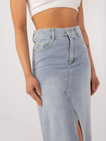 Hurt Jasnoniebieska długa spódnica jeansowa z rozcięciem