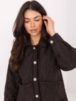 Czekoladowa pikowana kurtka z kieszeniami RUE PARIS 