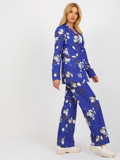 Hurt Kobaltowa elegancka marynarka w róże od garnituru