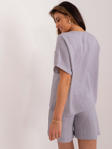 Hurtrownia Szary letni komplet z bluzką oversize i szortami