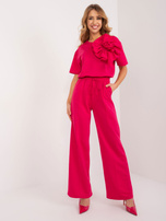 Hurtownia Fuksjowe damskie spodnie materiałowe w kant