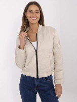 Hurt Beżowa pikowana kurtka bamberka ze stójką  