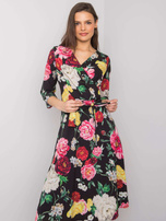 Czarna sukienka w kwiaty Asther