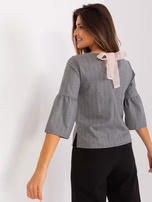 Hurt Szaro-jasnoróżowa bluzka wizytowa w paski