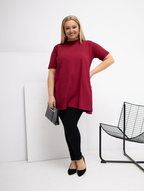 Bordowa damska bluzka plus size z bawełny