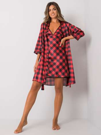 Czarno-czerwony komplet do spania w kratkę