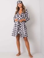 White and black three-piece chequered night set
