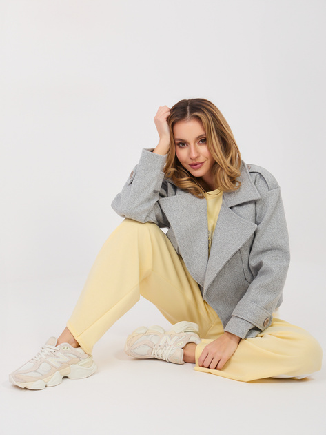 Pastelowy żółty dresowy komplet z cekinami RUE PARIS