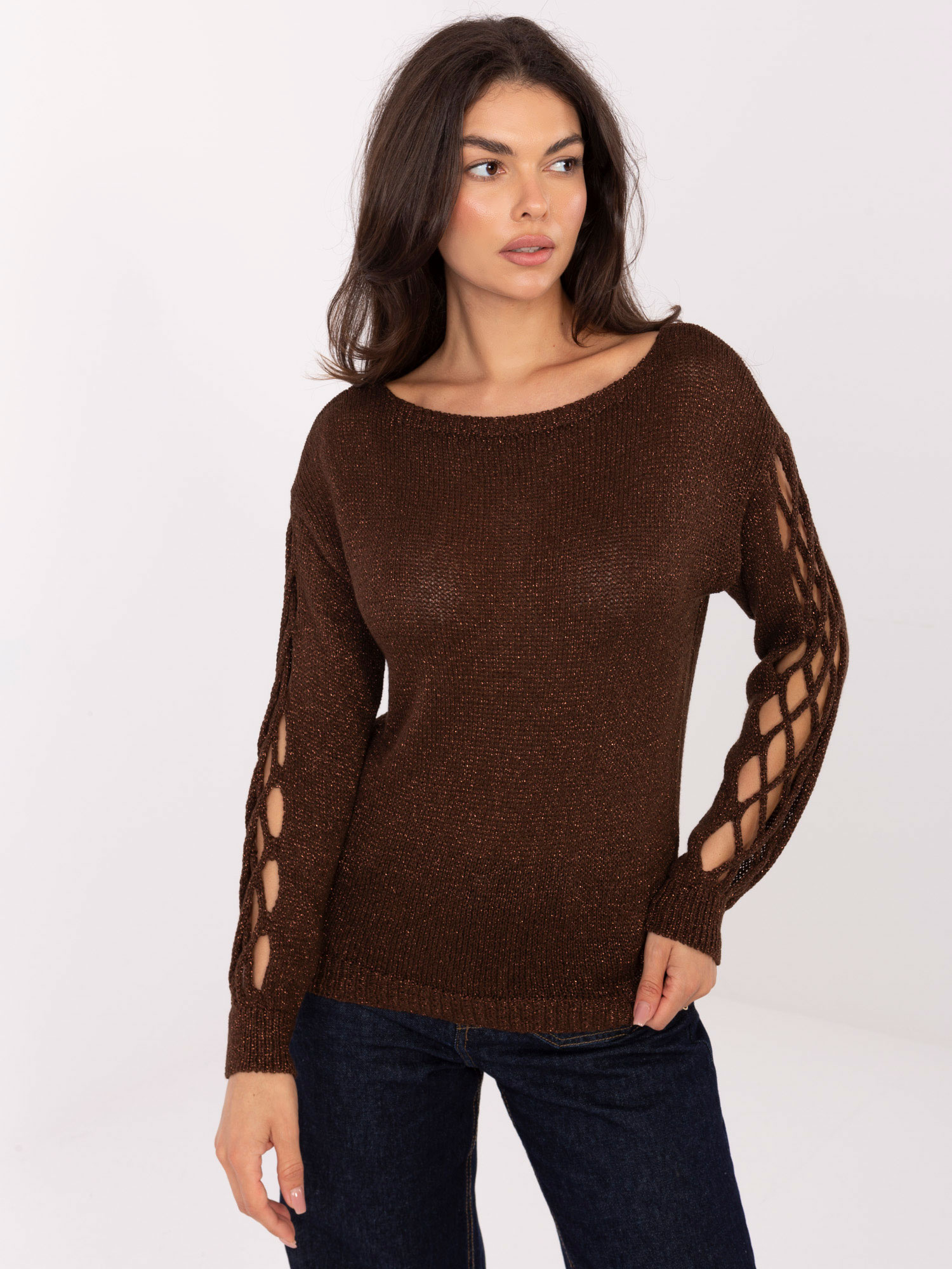 Sweter ciemny brązowy