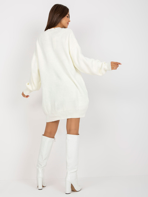 Hurt Ecru luźna sukienka dzianinowa do kolana RUE PARIS
