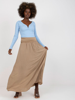 Ciemnobeżowa zwiewna spódnica maxi z wiskozy Clarence OCH BELLA 