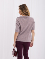 Lila Damen Basic Pullover mit Kragen.