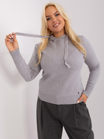 Hurtownia Szary sweter plus size z troczkami