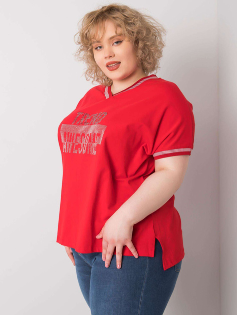 Czerwona bluzka plus size z aplikacją Billi