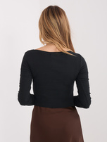 Czarna prążkowana bluzka basic z bawełny 