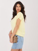Jasnożółta damska bluzka basic z rozcięciami RUE PARIS 