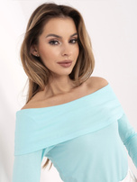 Miętowa bluzka basic z odkrytymi ramionami RUE PARIS