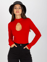 Hurt Czerwona bawełniana bluzka z golfem basic 