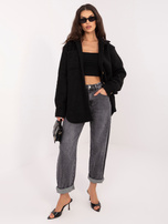 Czarna damska kurtka z dzianiny barankowej RUE PARIS 