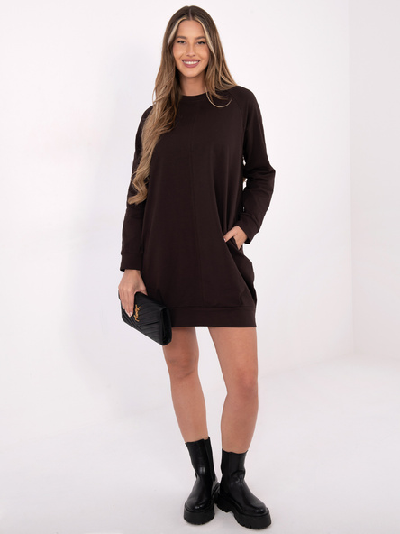 Czekoladowa dresowa sukienka z bawełny BASIC FEEL GOOD 