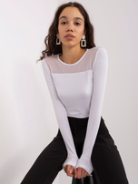 Hurt Biała bluzka longsleeve z wiskozy BASIC FEEL GOOD