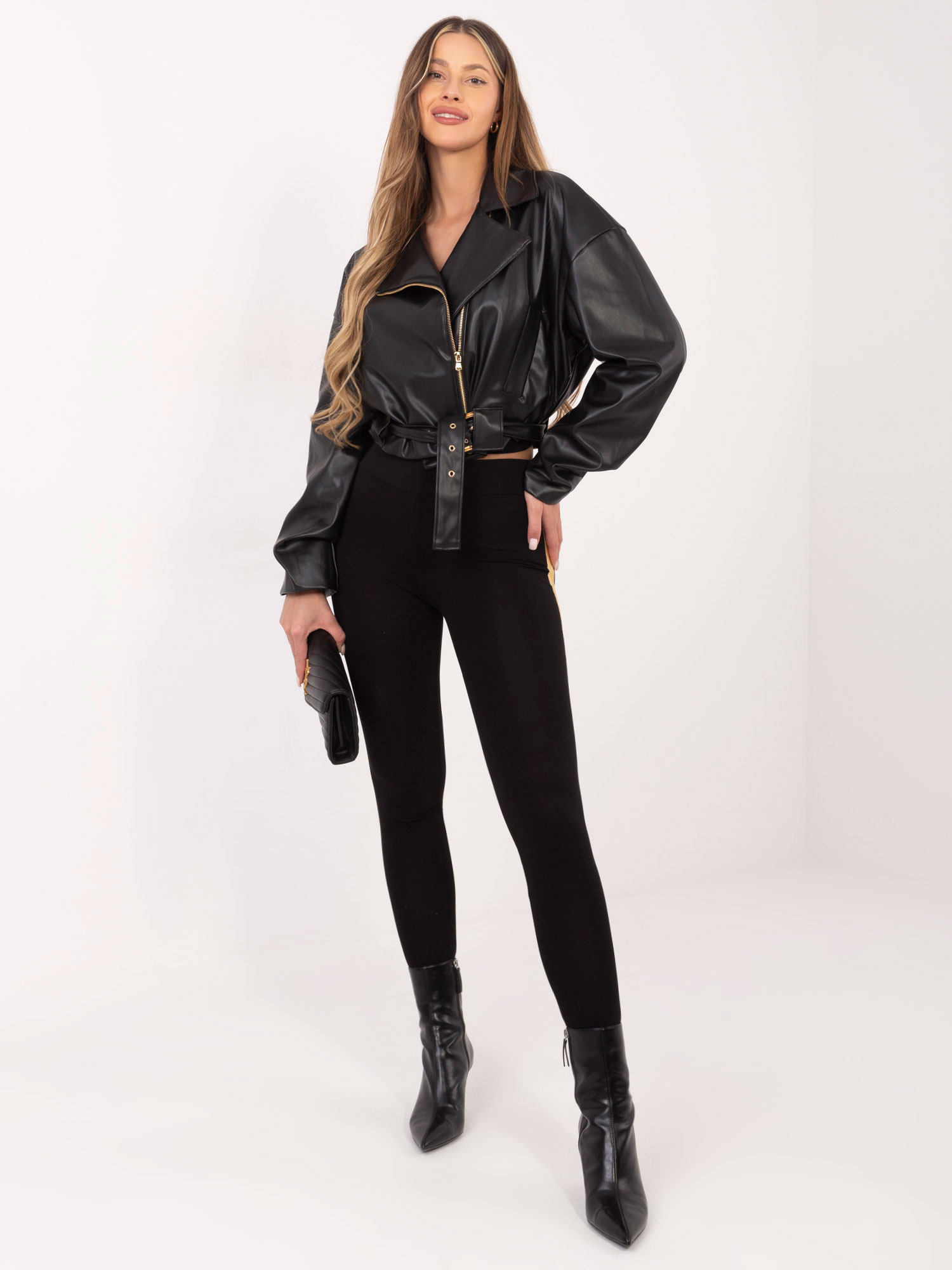 Czarno-złote legginsy Rissa RUE PARIS
