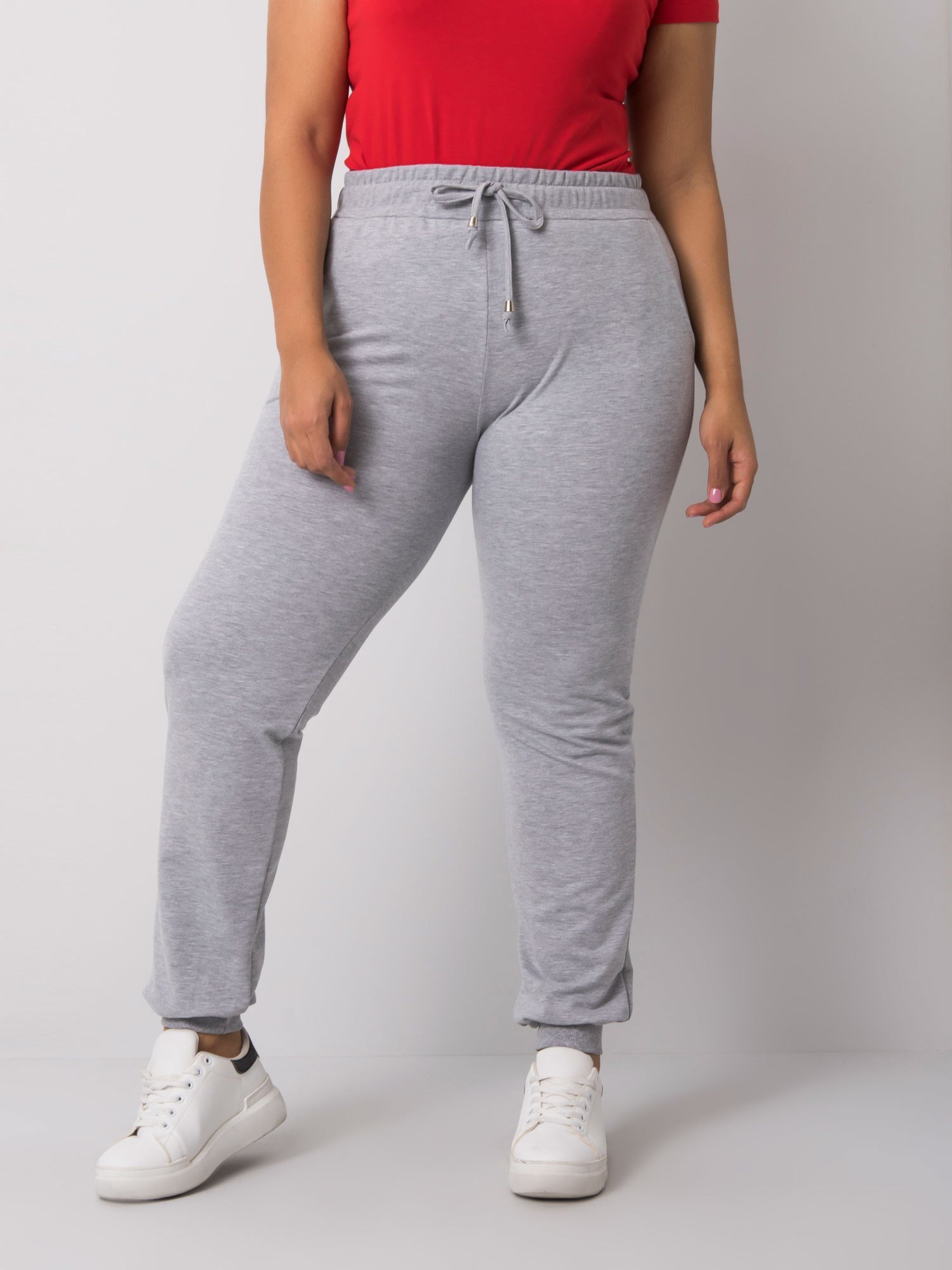 Pilkos melange spalvos plus size Beatriz treningo kelnės.
