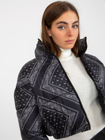 Hurt Czarna krótka puchowa kurtka pikowana bez kaptura