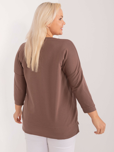 Hurt Brązowa bluzka plus size z okrągłym dekoltem