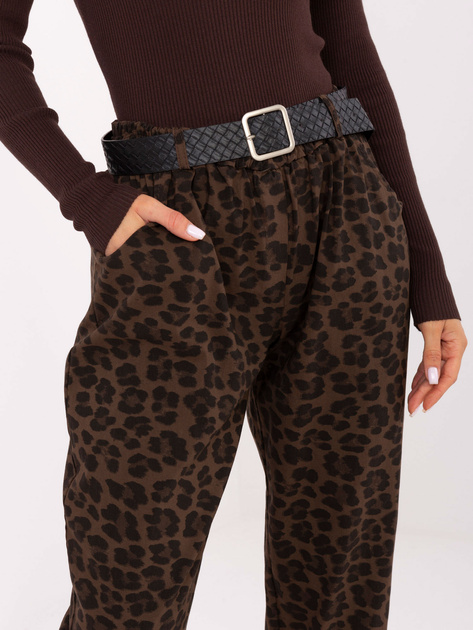 Brązowe damskie spodnie w panterkę