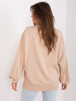 Hurt Beżowa bluza bez kaptura o kroju oversize 