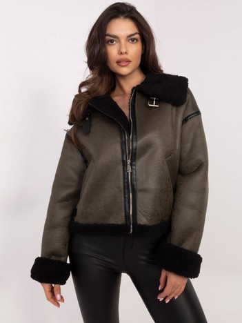 Hurtownia Khaki ocieplana kurtka zimowa typu biker