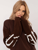 Hurt Brązowa bluza bez kaptura z dzianinowymi rękawami