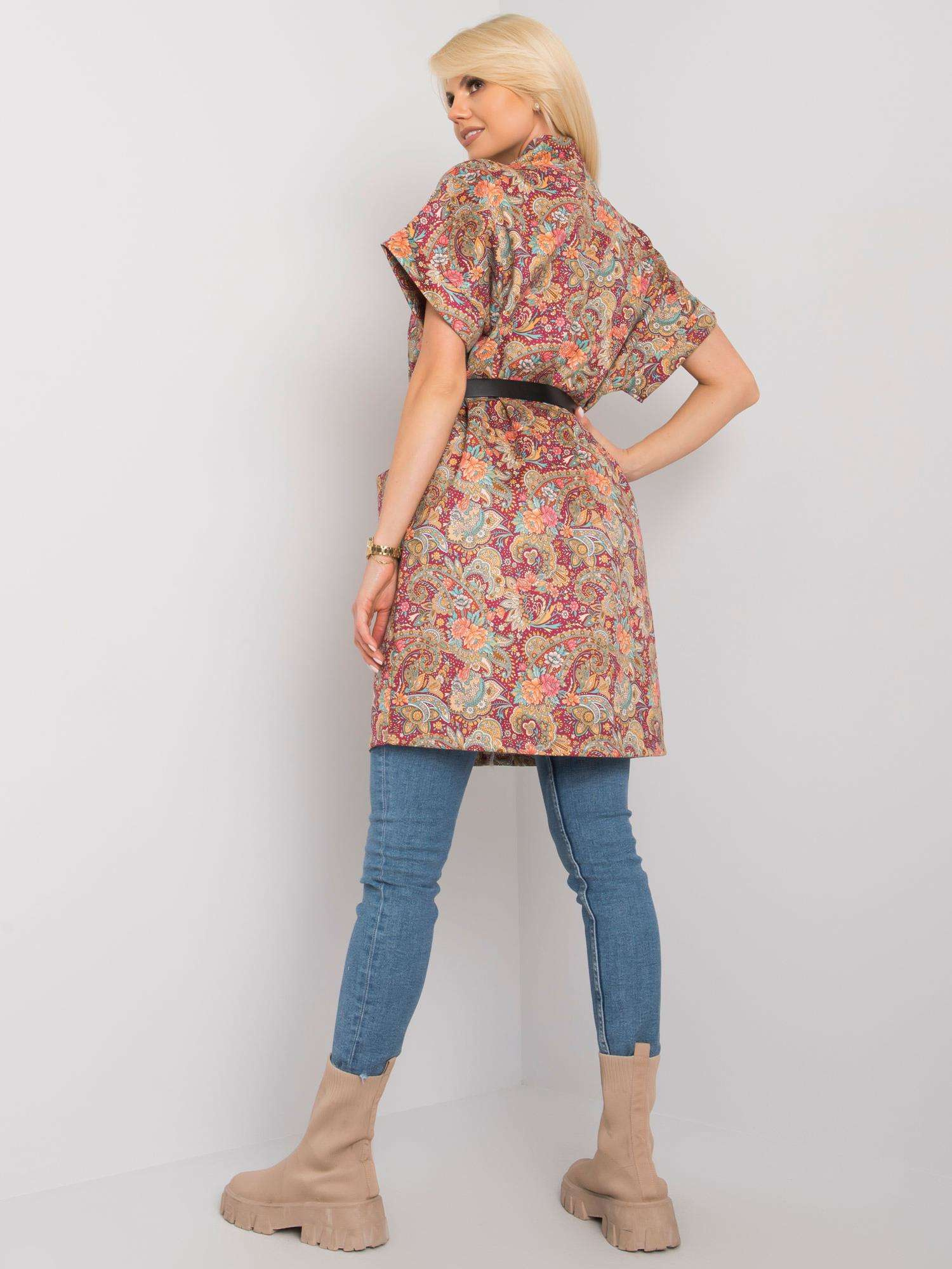 Burgundy short sleeve coat Sonja
