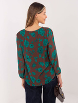 Brązowo-zielona bluzka plisowana Liana 