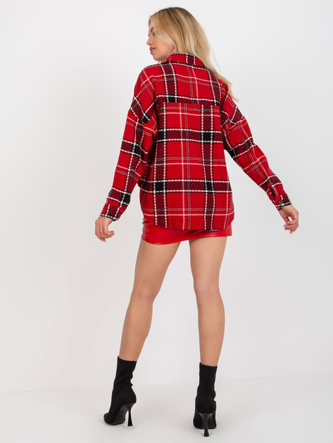 Hurt Czerwona wierzchnia koszula w kratę z kieszeniami
