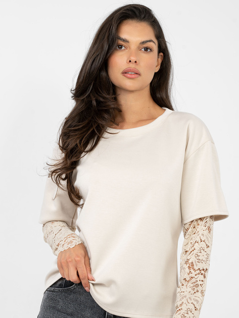 Beżowa damska bluzka z imitacją t-shirtu