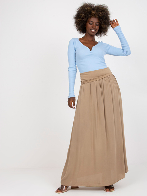Ciemnobeżowa zwiewna spódnica maxi z wiskozy Clarence OCH BELLA