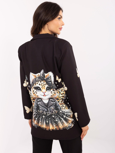 Hurt Czarna damska marynarka z motywem zwierzęcym