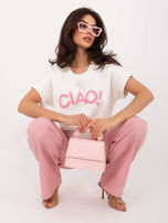 Ecru damska bluzka oversize z napisem RUE PARIS 