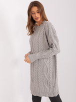 Hurtownia Szara sukienka z dzianiny w warkocze RUE PARIS