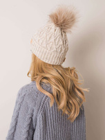 Beżowa czapka z pomponem RUE PARIS