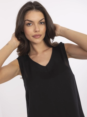 Czarna letnia bluzka damska z wiskozy SUBLEVEL